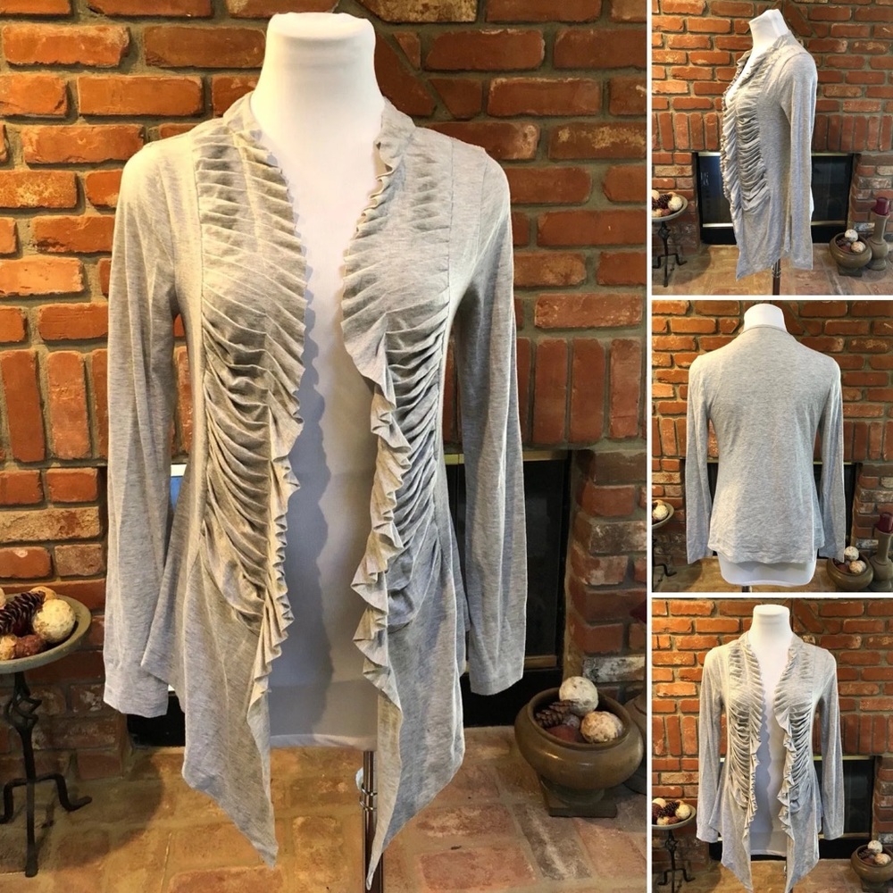 GRASS Collection Light Gray Ruffle Draping Jacket - Picture 2 of 10